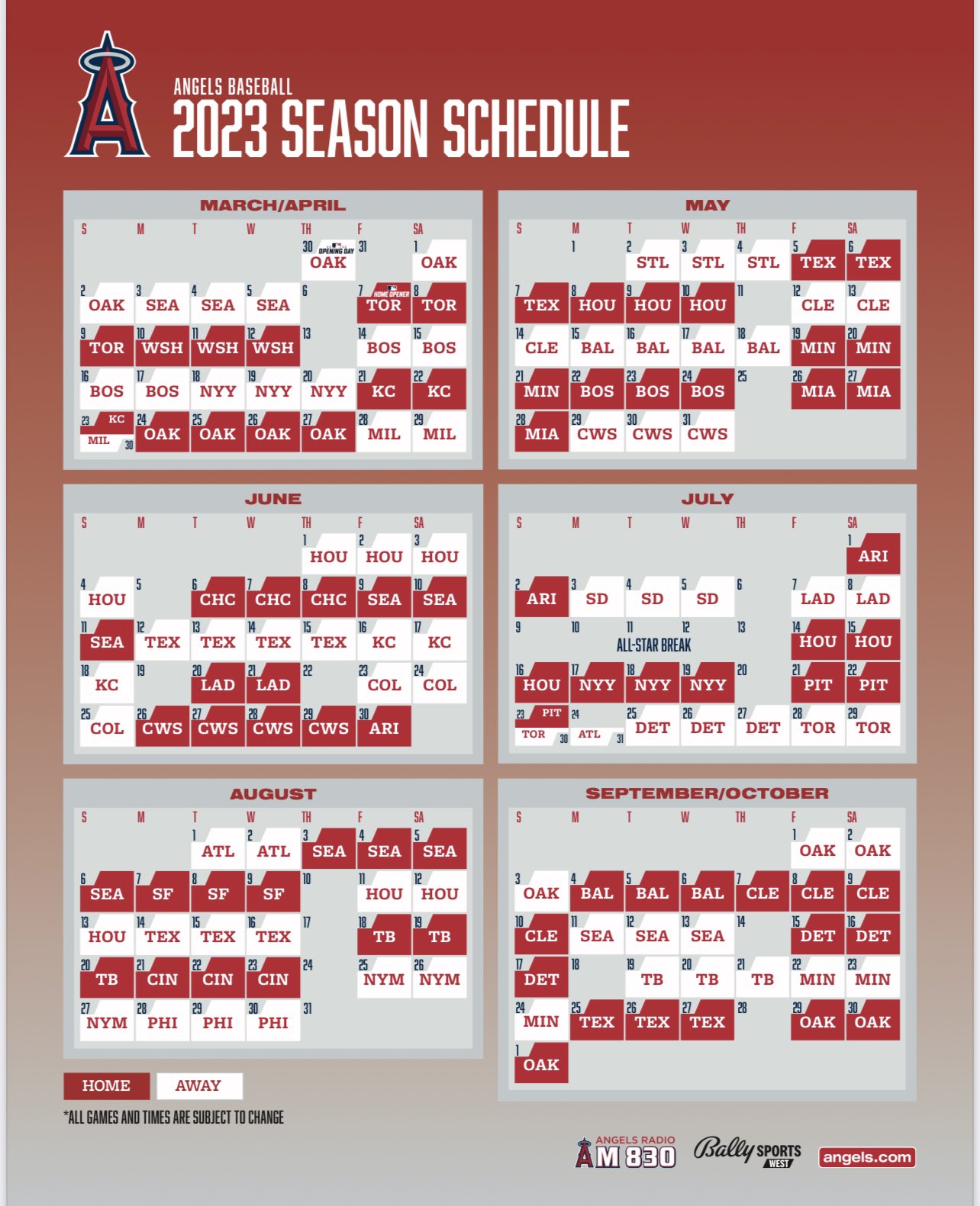 Official 2023 Los Angeles Angels Schedule & Results Angels Nation